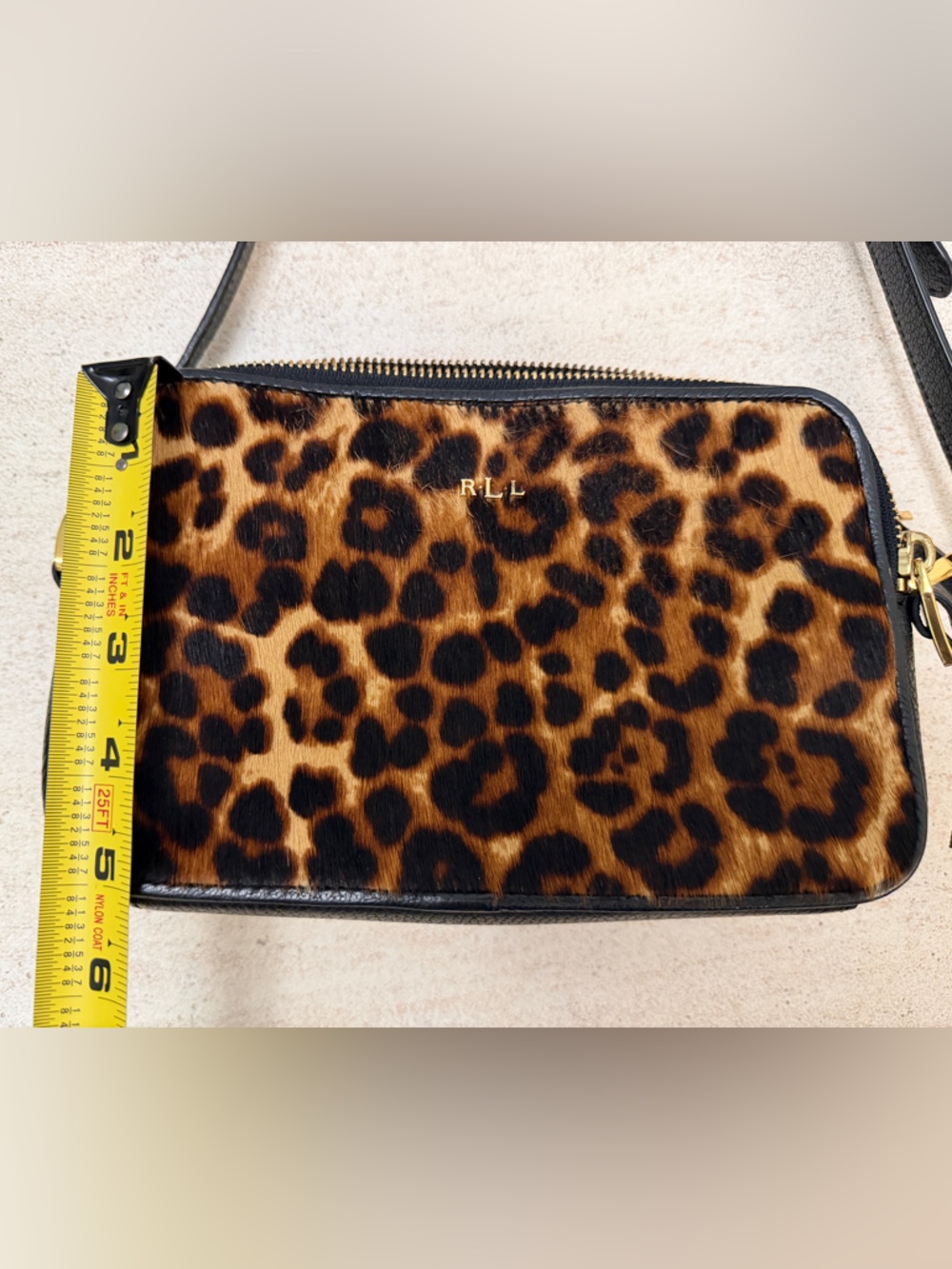 Ralph Lauren Leopard-Print Crossbody with Black Trim and Gold Hardware - Picture 9 of 9